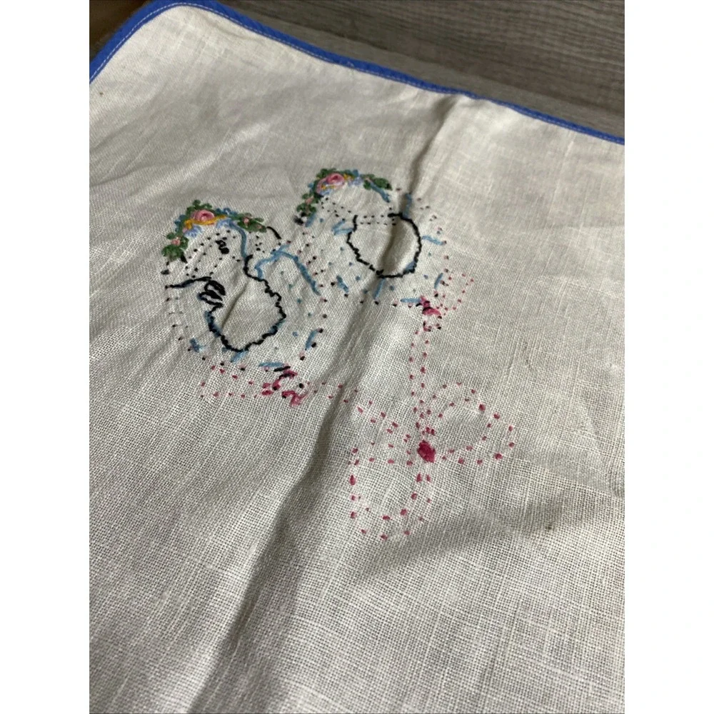 VTG Linen Card Table Cover Tablecloth 30x 29